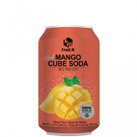 Gāzēts dzēriens ar mango gabaliņiem, ar saldinātājiem